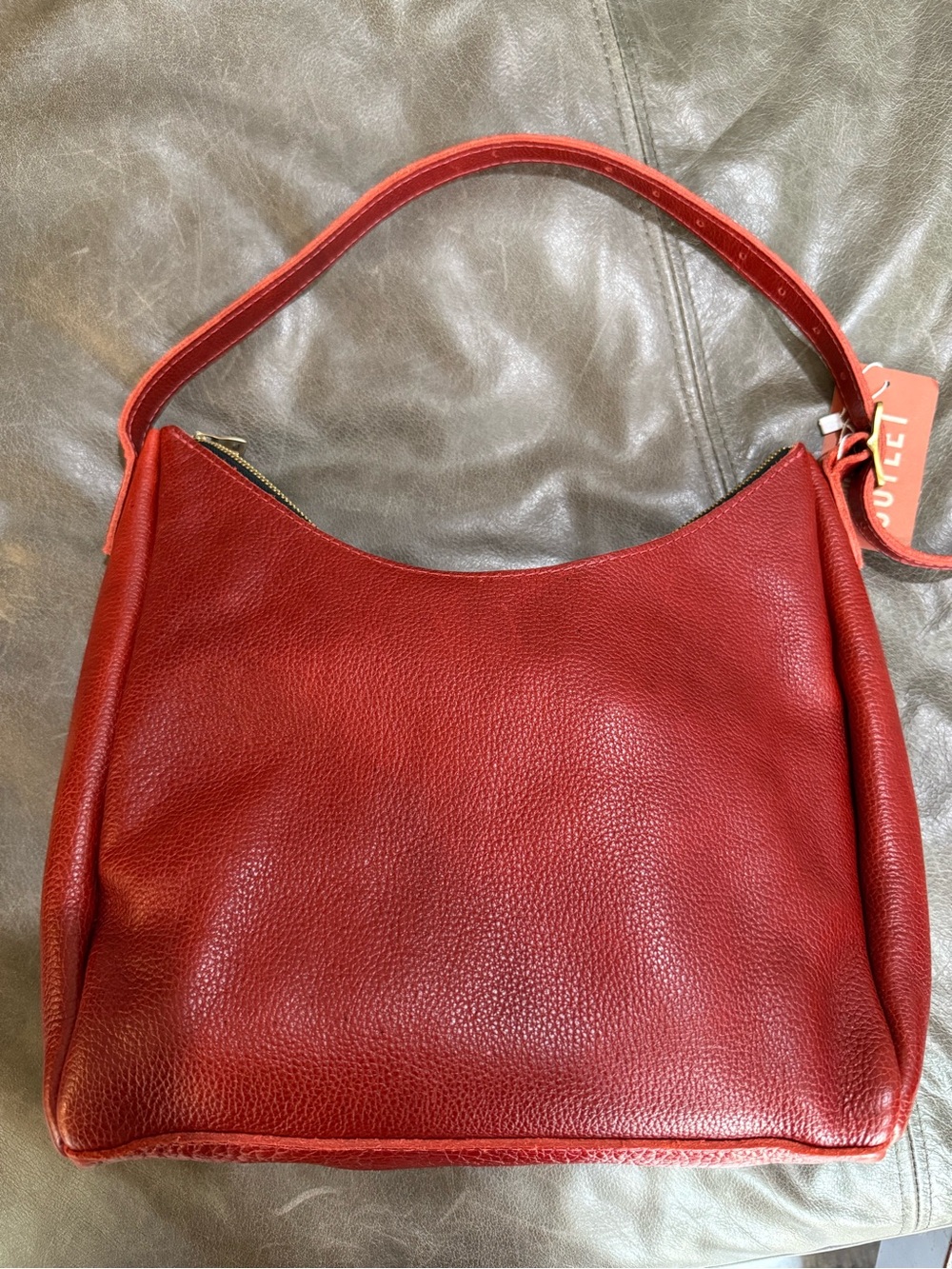 Portland Leather Goods Medium Aspen in Chili Red Pebbled Leather Shoulder Bag